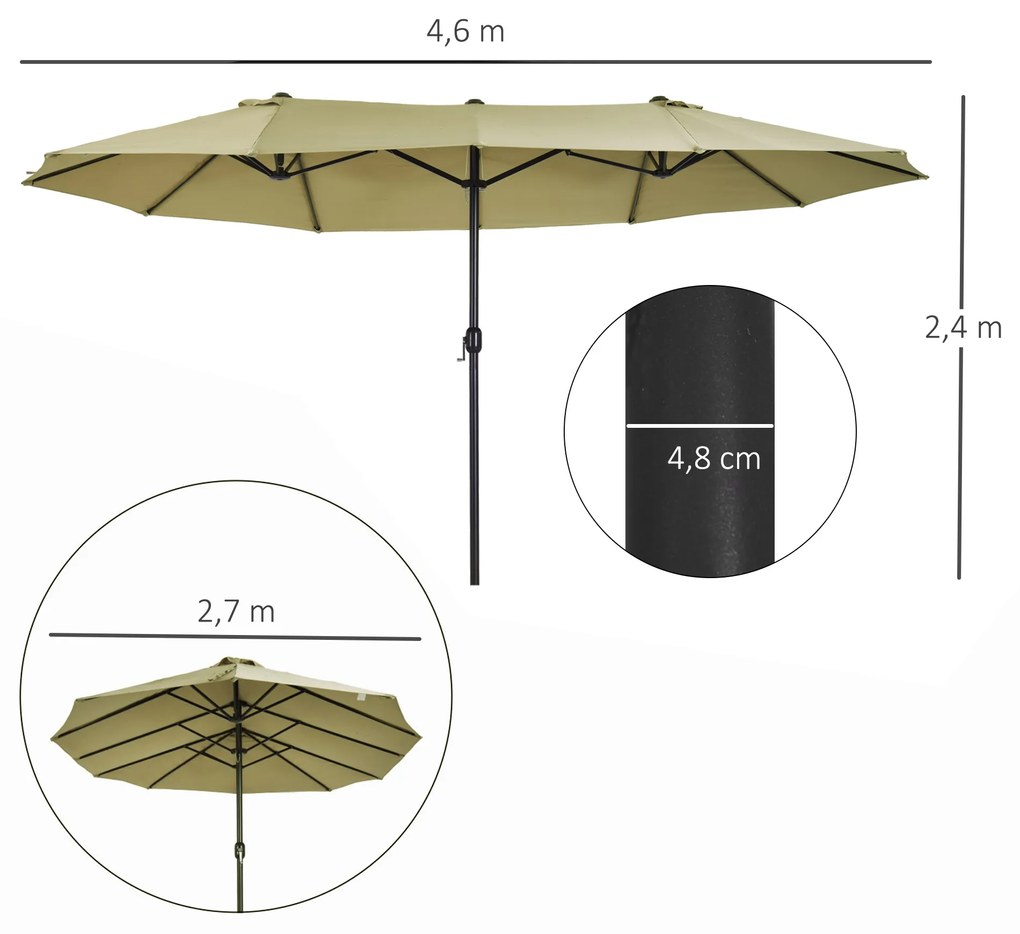 Umbrela Dubla Outsunny pentru Gradina, Suprafata Acoperita: 4.6m Cafea | Aosom Romania