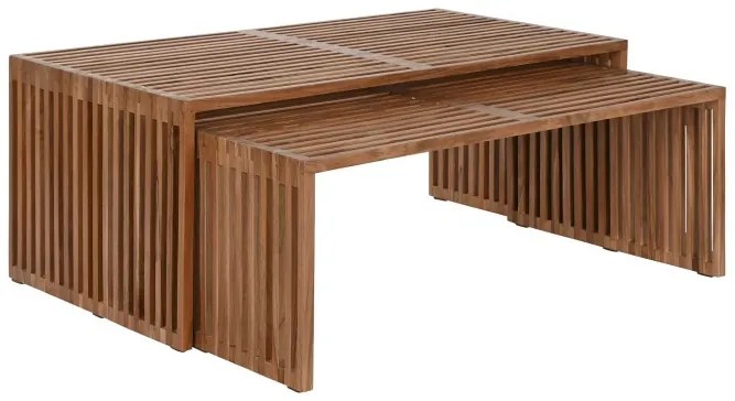 Set 2 masute de cafea, din lemn de tec, Selvar
