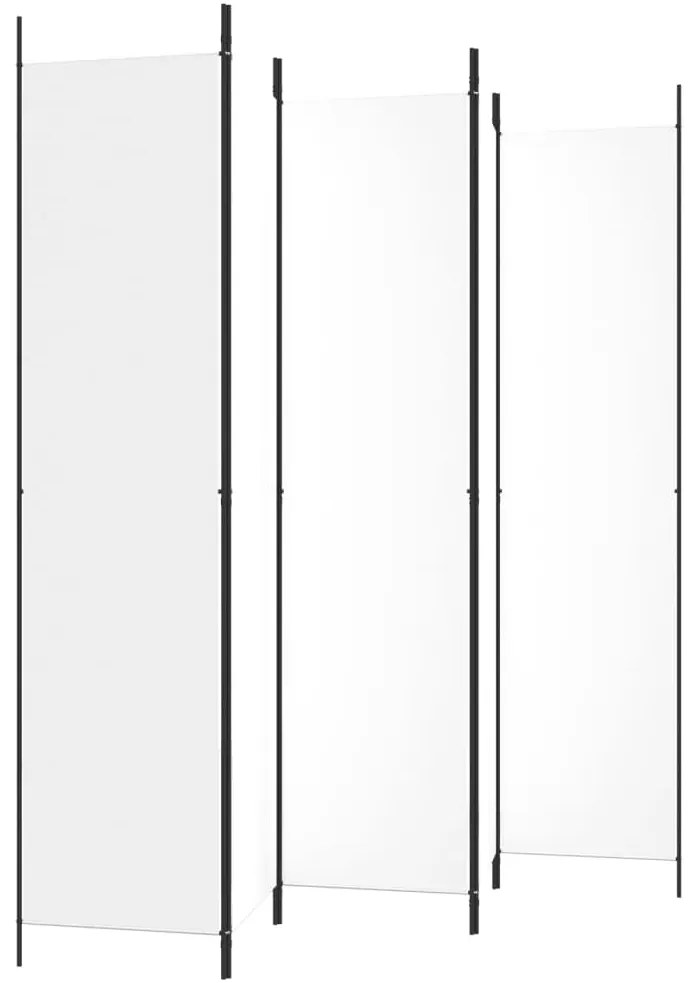Paravan de camera cu 5 panouri, alb, 250x220 cm, textil Alb, 250 x 220 cm, 1