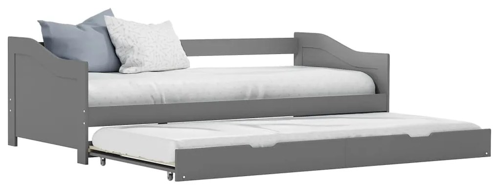 vidaXL Cadru pat canapea, extensibil, gri, 90 x 200 cm, lemn de pin