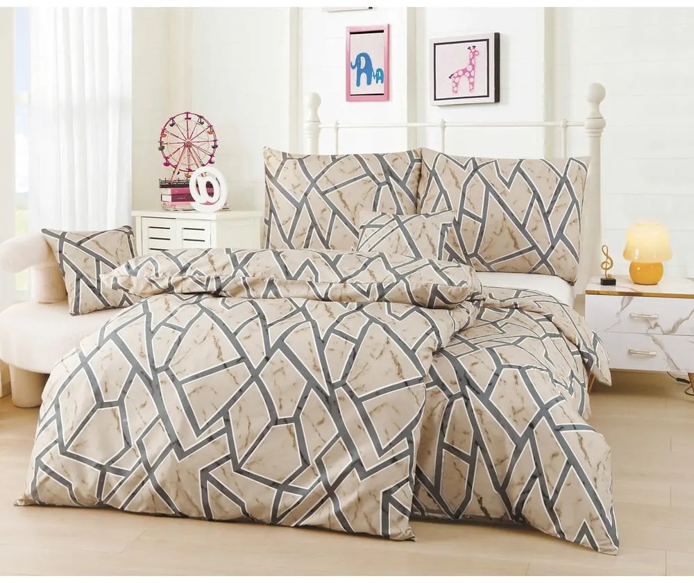 Lenjerie de pat maro deschis din microsatin pentru pat de o persoană cu 6 piese 140x200 cm Marco – My House