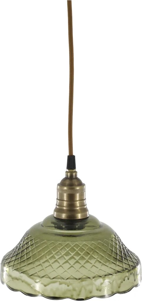 Lustra din sticla si alama, verde, H18/D21cm, 40W