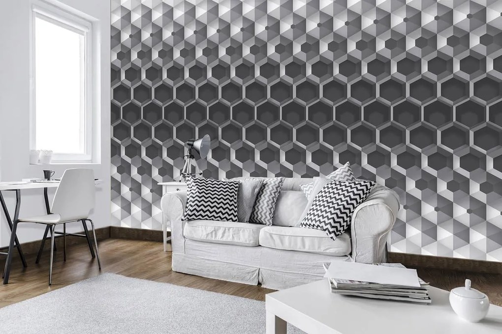 Fototapet - 3D hexagon (254x184 cm)