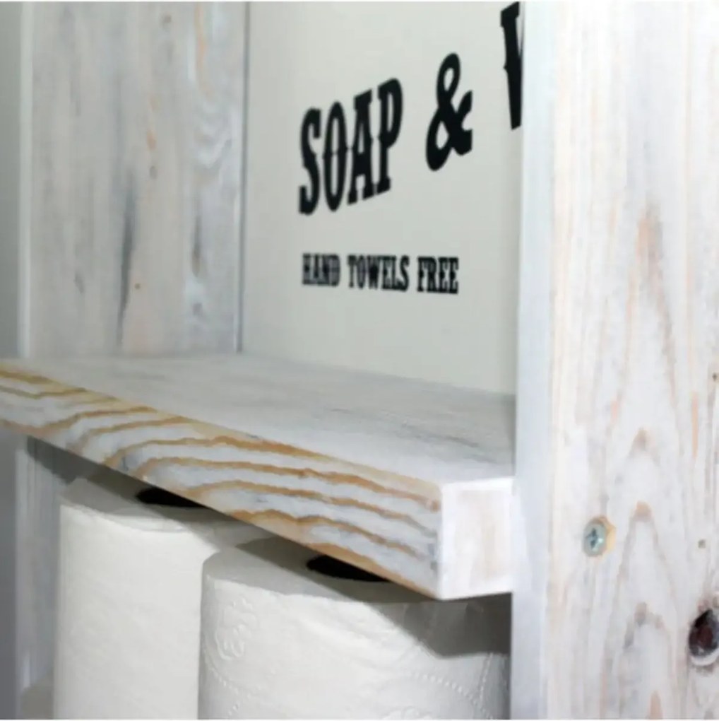 Raft din lemn cu sfoara Farmhouse Homs, 60 x 40 x 13 cm, alb antic