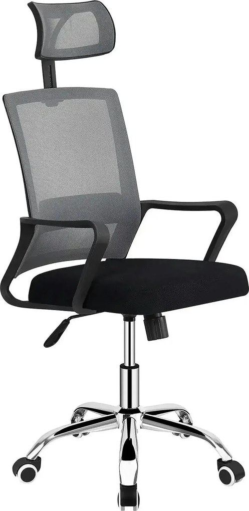 Scaun birou DIKAN, gri/negru, plasa/plastic/metal, 59.5x56x107/117 cm