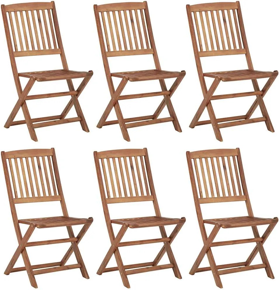 vidaXL Scaune de grădină pliabile, 6 buc., lemn masiv de acacia
