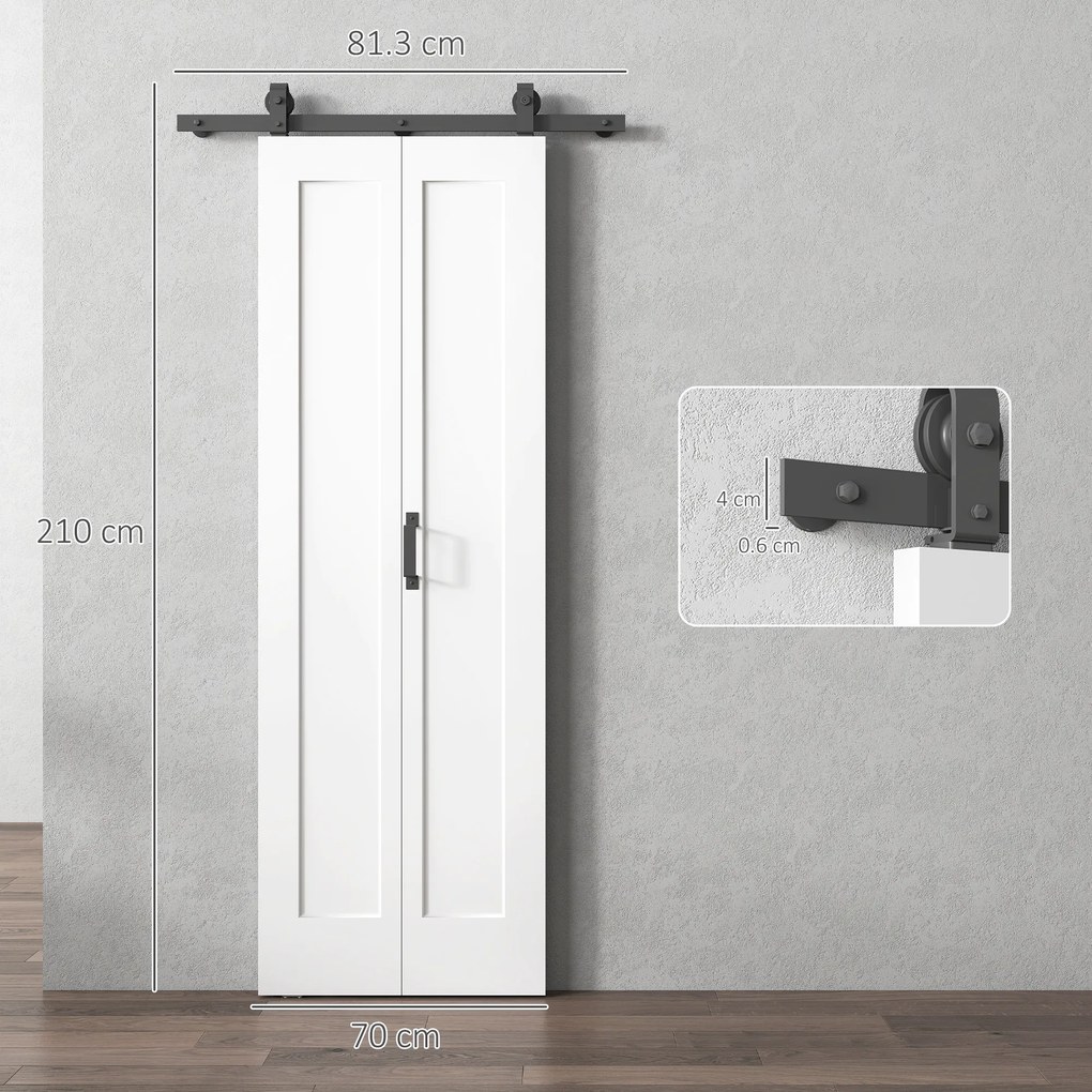 HOMCOM Ușă Glisantă Pliabilă 70x210 cm, Ușă Pliabilă Tip Portofel cu Mâner și Suprafață Vopsibilă, Alb | Aosom Romania