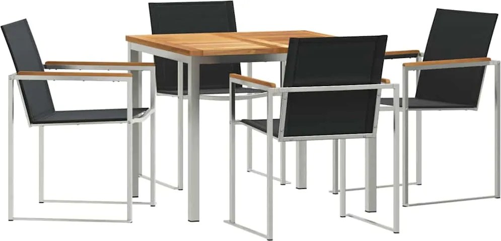 vidaXL Set de masă pentru grădină 5 pcs Maro Lemn solid de tec