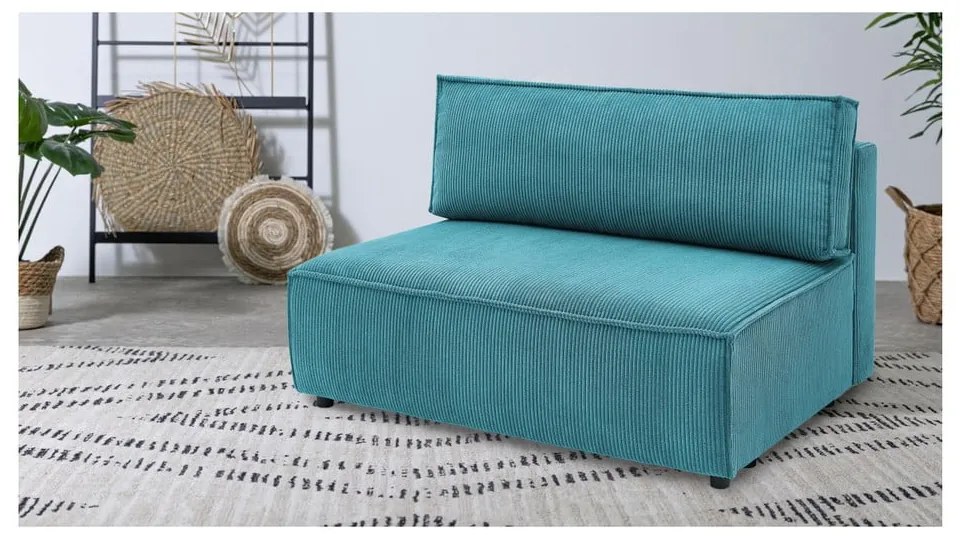 Modul pentru canapea albastru cu tapițerie din catifea reiată (de mijloc) Nihad modular – Bobochic Paris