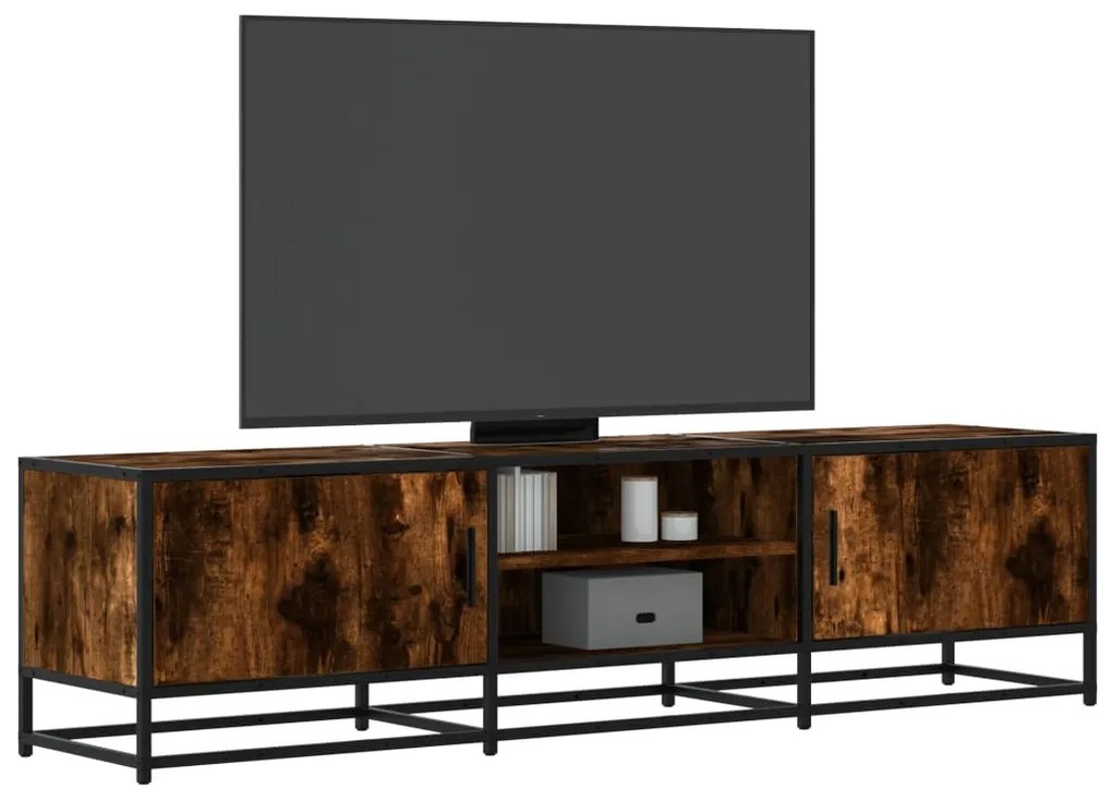 vidaXL Dulap TV stejar fumuriu, 160x35x41 cm lemn prelucrat și metal