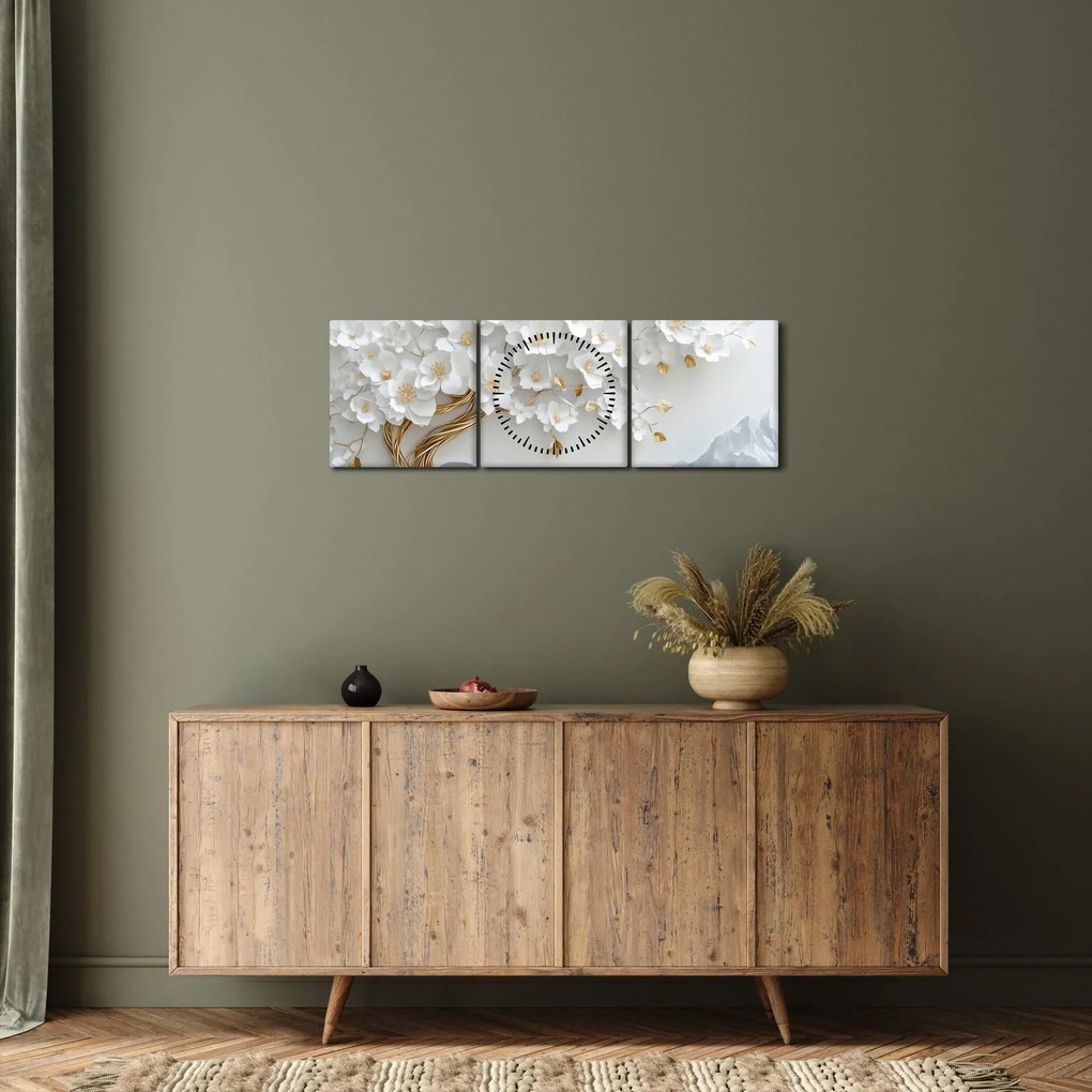 Tablou – Arborele vieții 3D elegant (cu ceas) (90x30 cm)