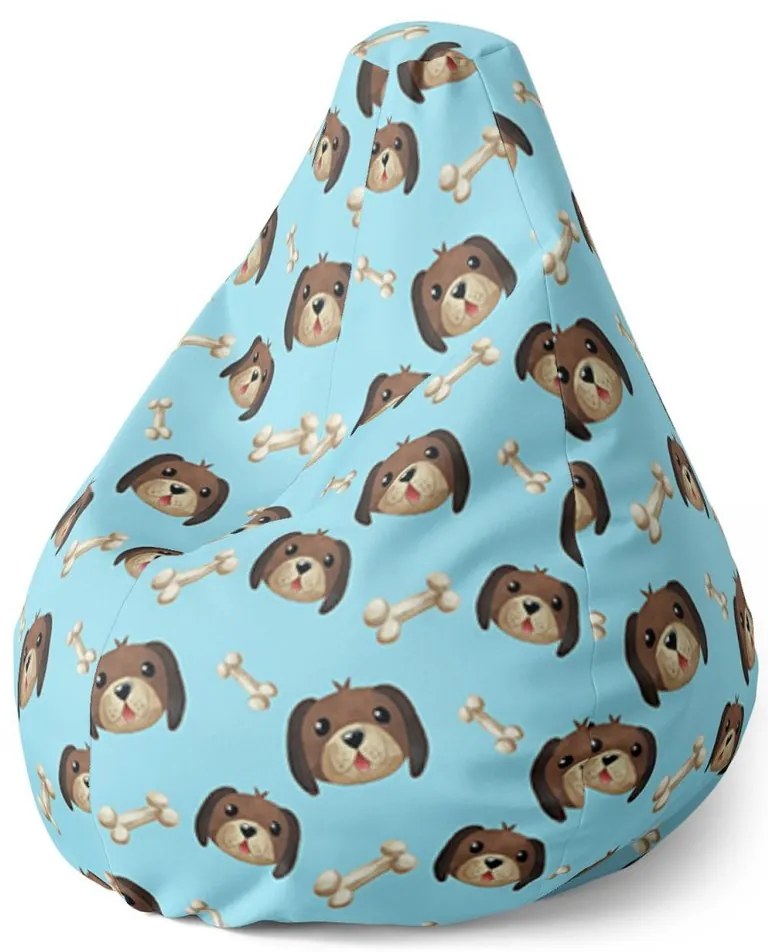 Sac de șezut Pear cățeluș cu os - pentru copii, albastru / maro