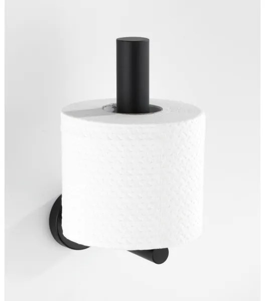 WENKO 24262100 - Suport pentru hârtie igienică BOSIO BLACK, 8 x 18 cm, inox/argintiu