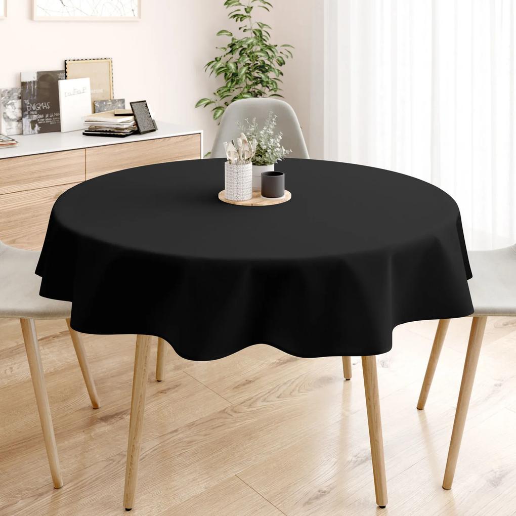 Goldea față de masă decorativă loneta - negru - rotundă Ø 120 cm