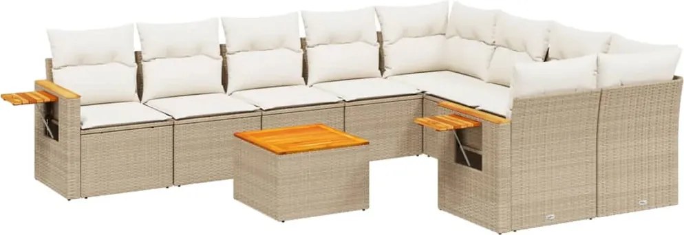 vidaXL Set canapele de grădină cu perne, 10 piese, bej, poliratan