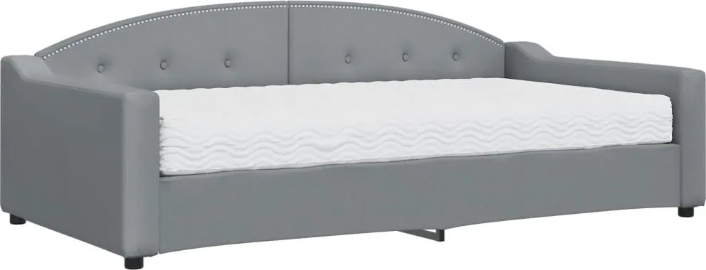 vidaXL Pat de zi cu saltea, gri deschis, 100x200 cm, textil