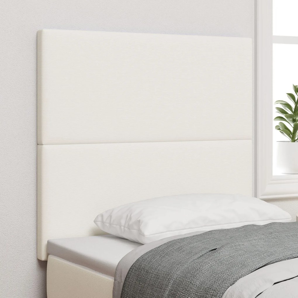 vidaXL Tăblie de pat design simplu, crem, 80 cm, catifea raiată