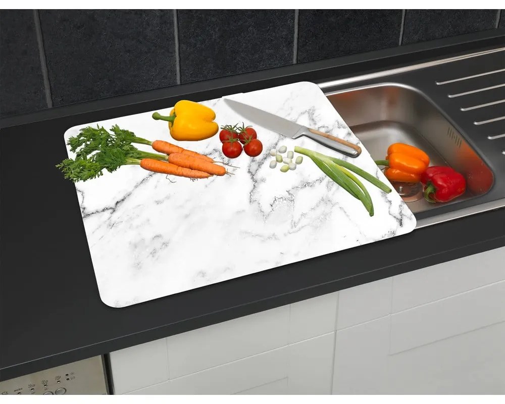 Protecție pentru peretele de la aragaz din sticlă temperată 50x56 cm Marble – Wenko