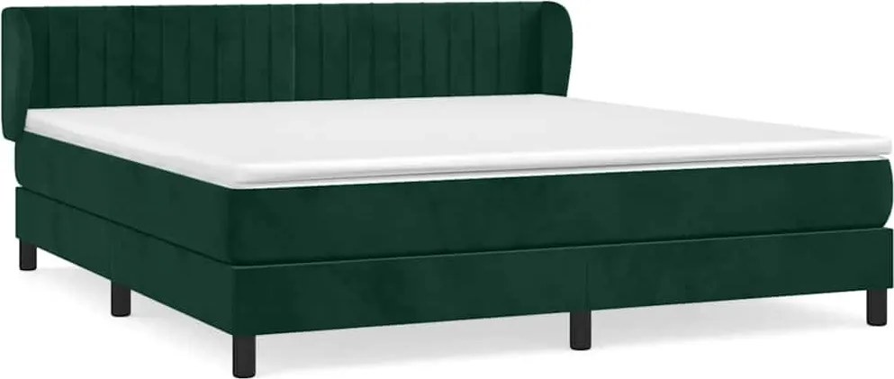 vidaXL Pat box spring cu saltea, verde închis, 180x200 cm, catifea
