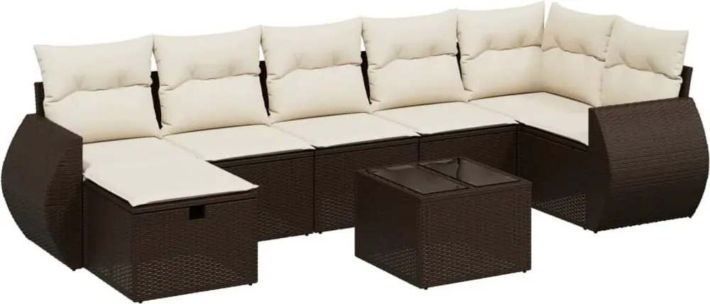 vidaXL Set canapele de grădină cu perne, 8 piese, maro, poliratan