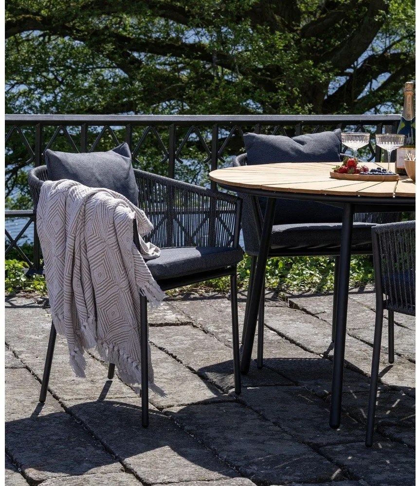 Scaun de grădină gri închis din metal/capitonat Salerno – House Nordic