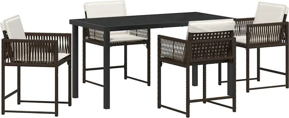 vidaXL Set de masă pentru grădină 5 pcs Maro poliratan