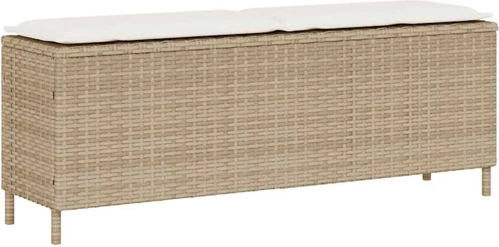 vidaXL Bancă de grădină cu pernă Bej 110x30x40,5 cm Poly Ratan
