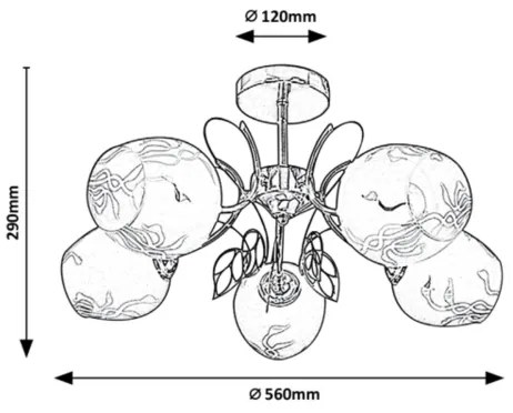 Lustră pe tijă 5xE27/40W/230V Rabalux