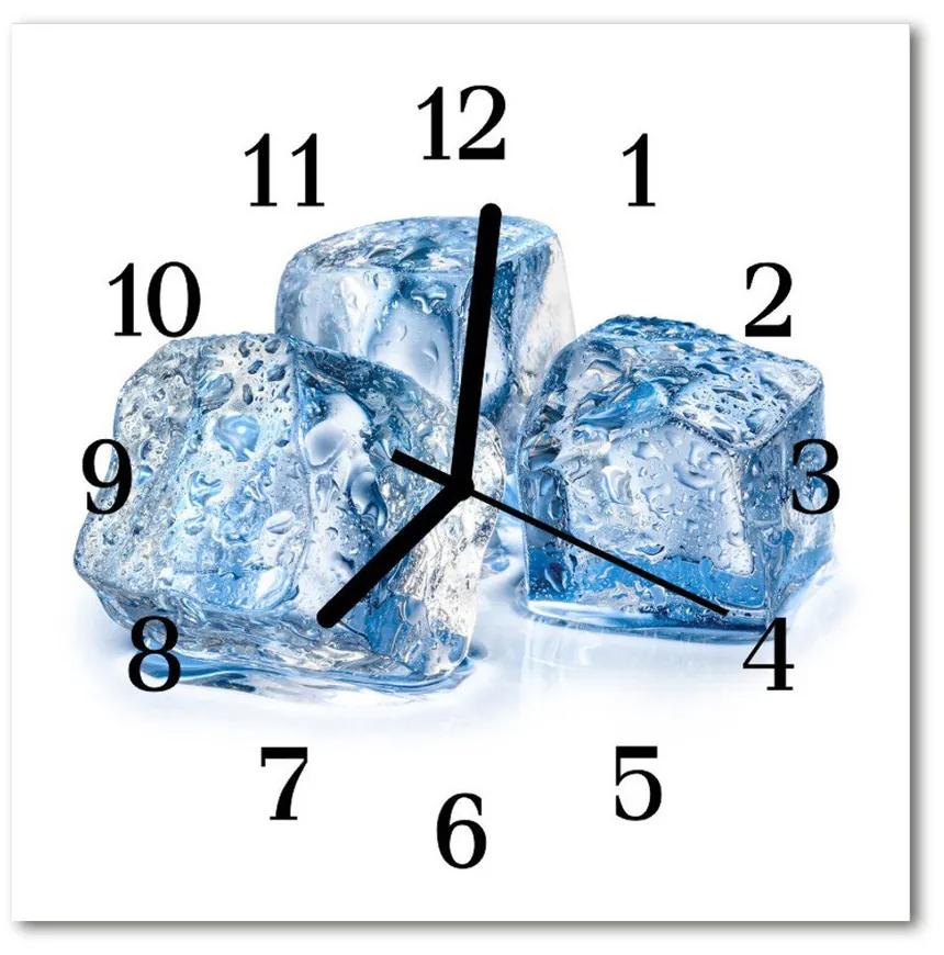 Ceas de perete din sticla pătrat Ice Cream Blue Ice