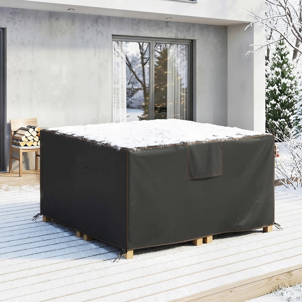 Outsunny Husă de protecție pentru mobilier de grădină rezistentă la iarnă, impermeabilă, anti-UV, material Oxford 420D 125x125x74cm Negru | Aosom Romania