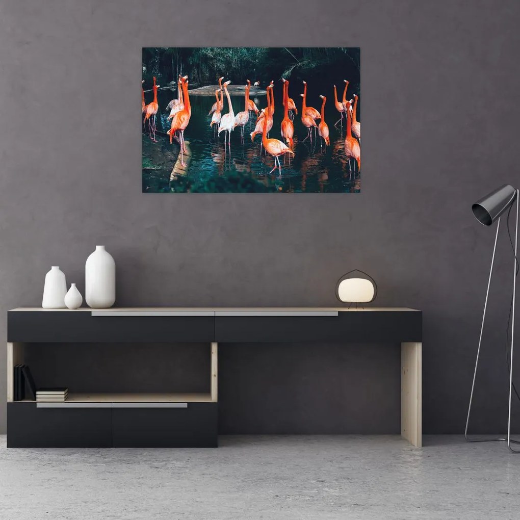 Tablou - turmă de flamingo (90x60 cm)