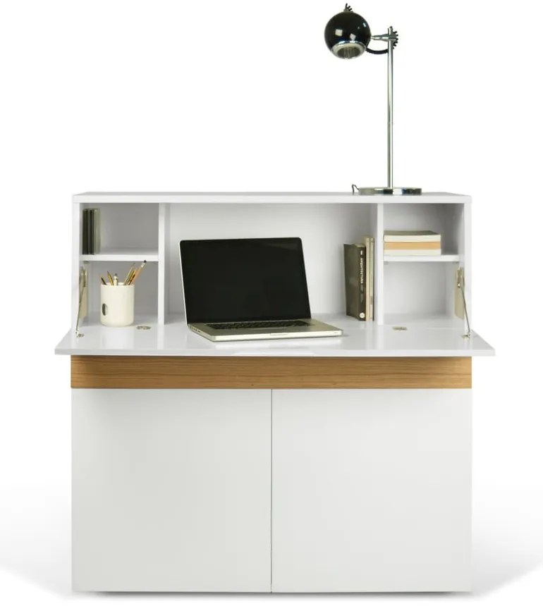 Birou cu dulap Focus White/Oak, 110 x 42 x 109 cm