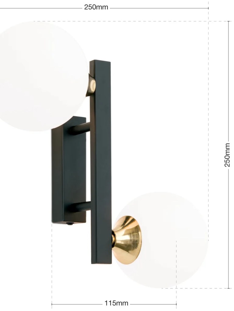 Aplica de perete design modern SNOWWHITE negru/auriu