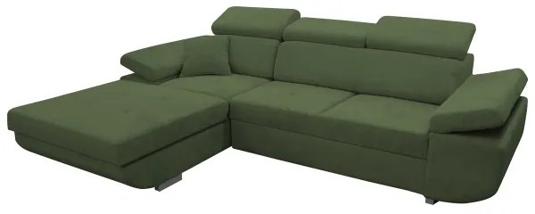 Colțar extensibil în L CASTELO, cu spațiu de depozitare, stânga, verde