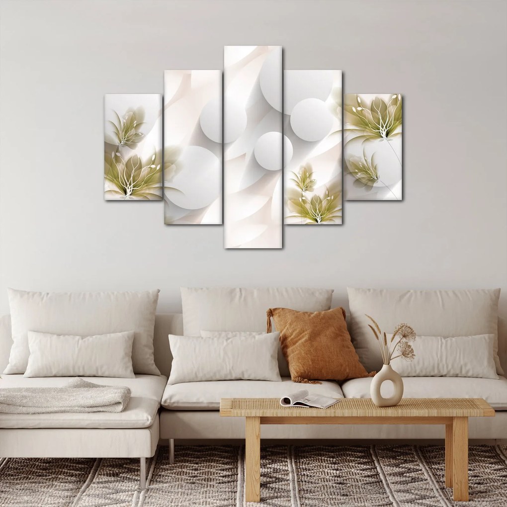 Tablou - 3D cercuri cu flori (150x105 cm)