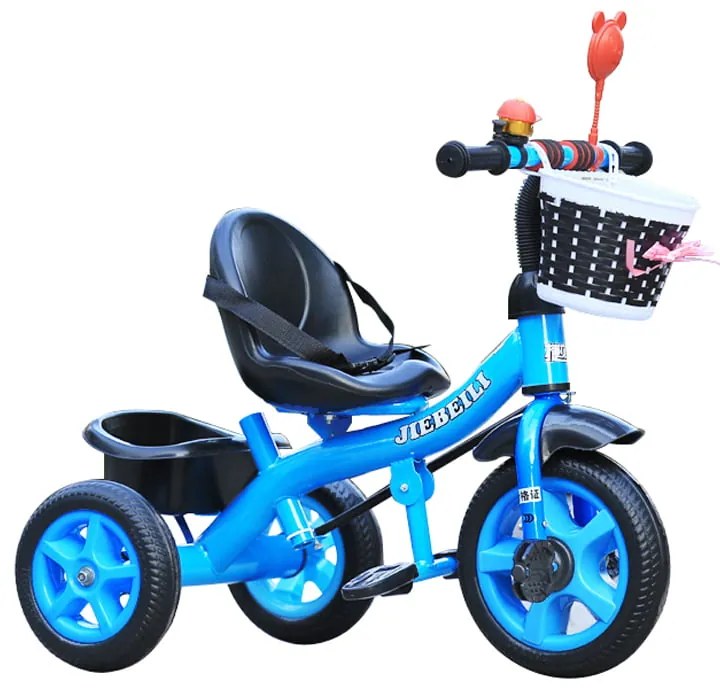 Tricicleta cu pedale pentru copii 2-5 ani, 2 cosuri depozitare, Albastru