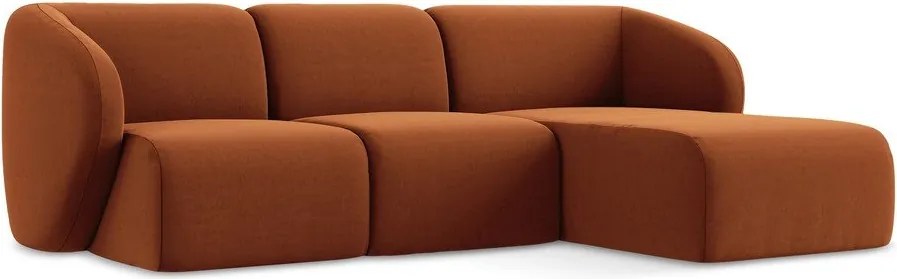 Colțar teracotă cu tapițerie din catifea (cu colț pe partea dreaptă/cu șezlong) Lani – Makamii