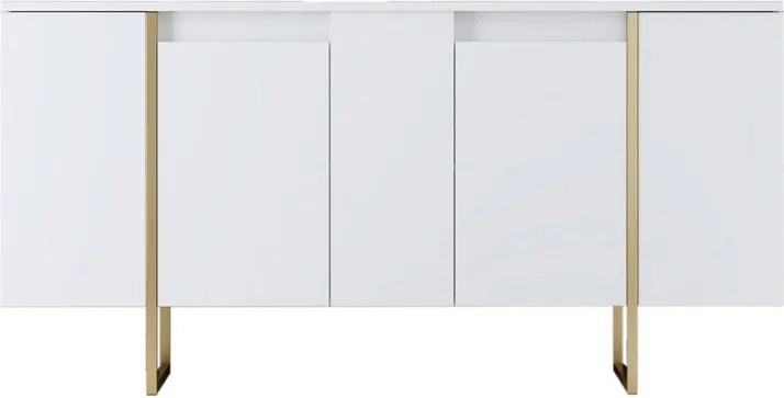 Consola, Hanah Home, Luxe, 160x35x80 cm, Alb/Auriu