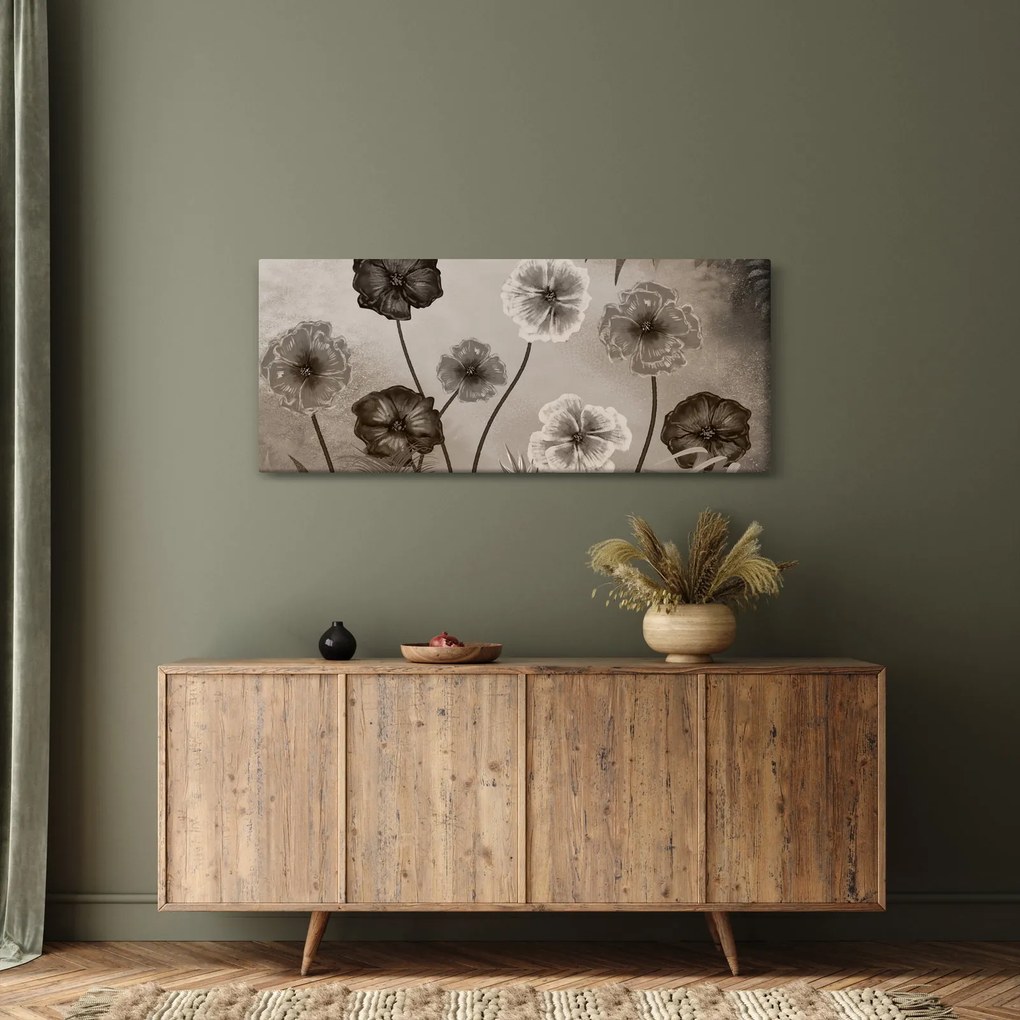 Tablou - Flori desenate (120x50 cm)