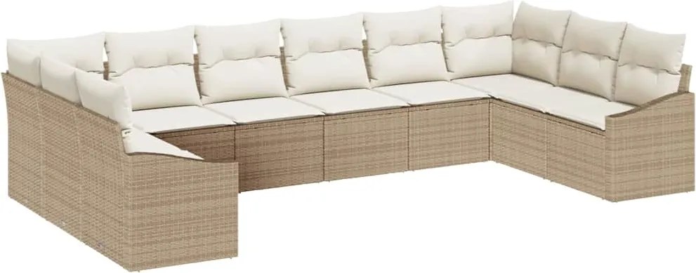 vidaXL Set de canapea cu pernă 10 pcs Bej poliratan