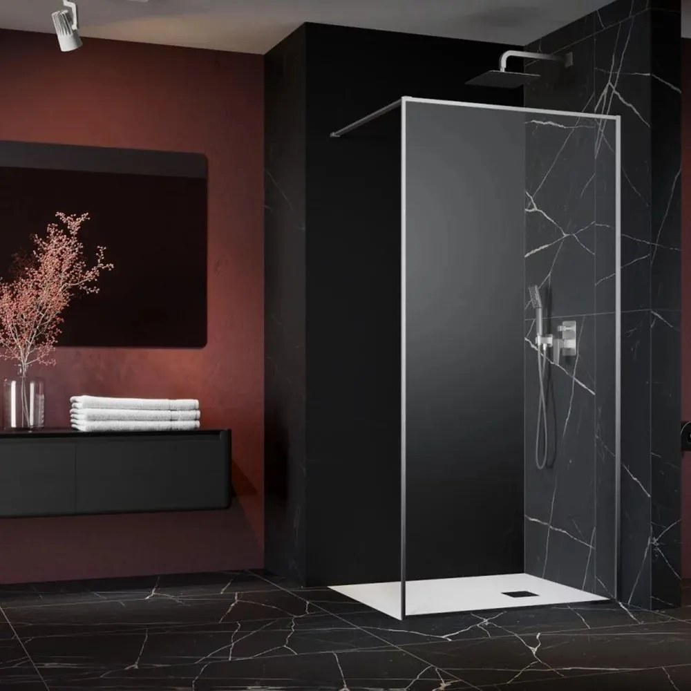 Paravan de dus tip Walk-in Radaway Modo F II nichel periat-transparent 120 cm sticla securizata 8 mm