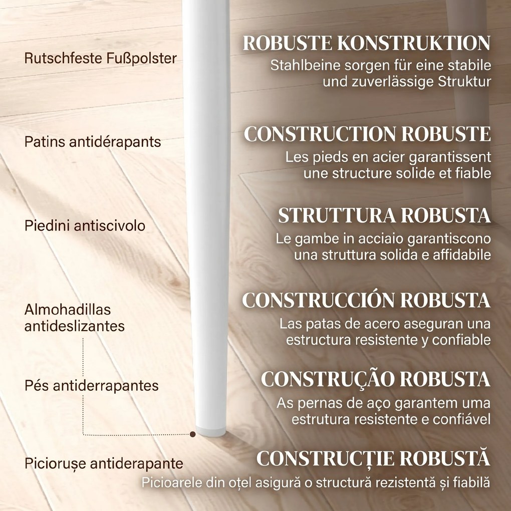 HOMCOM Set 2 Scaune de Sufragerie Tapițate cu Spătar Înalt, Picioare Antiderapante și Picioare din Oțel, 41x50x97 cm, Alb | Aosom Romania