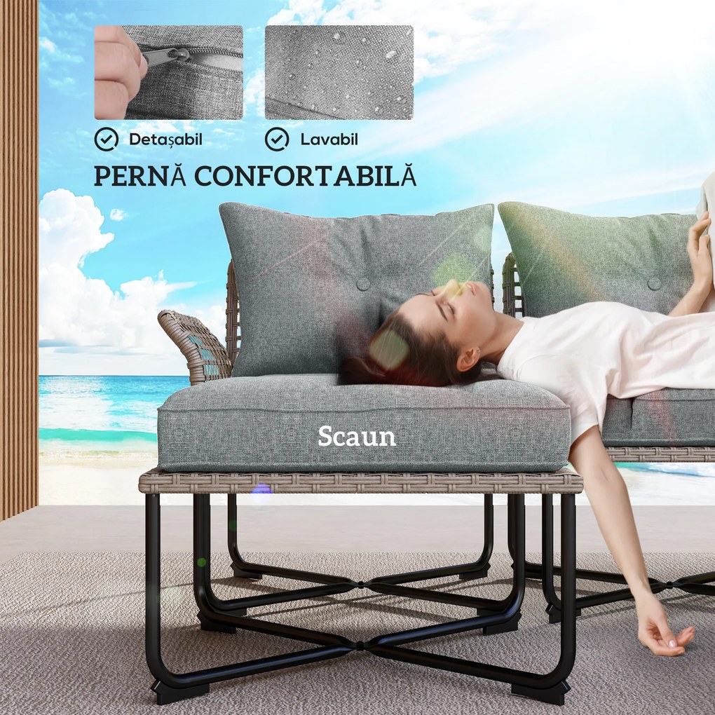Outsunny Set de Mobilier de Terasa din 5 Piese cu Canapea | Aosom Romania