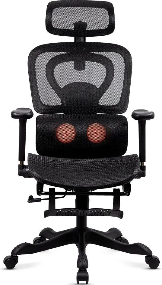 Scaun ergonomic cu masaj și încălzire, mânere 3D și spătar rabatabil SYYT 9522 negru