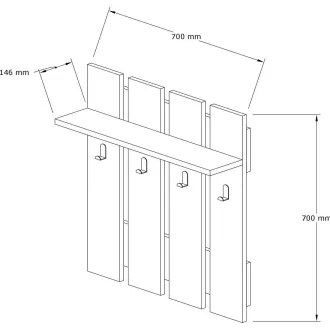 Cuier de perete MITA 70x70 cm antracit/maro