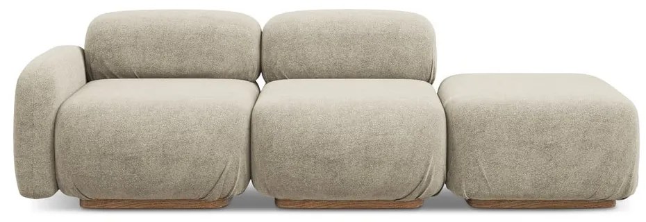 Șezlong modular bej cu tapițerie din țesătură bouclé (cu colț pe partea dreaptă) Ailani – Makamii