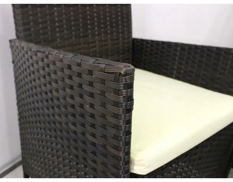 Set de grădină din rattan Aldotrade GardenLine,maro + perne de scaun crem