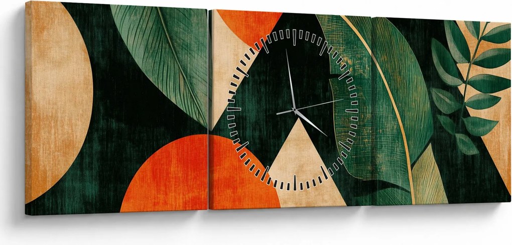 Tablou - Motive naturale geometrice II. (cu ceas) (90x30 cm)