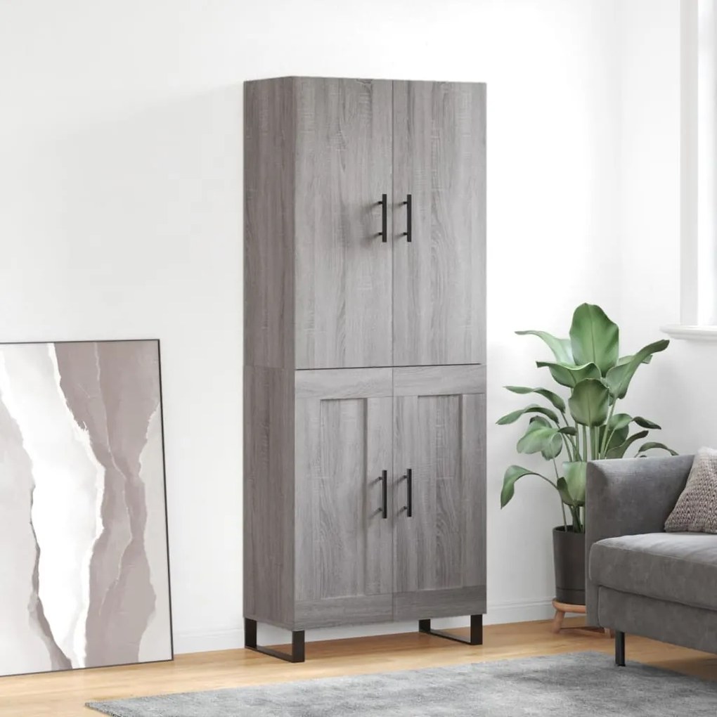 3195817 vidaXL Dulap înalt, gri sonoma, 69,5x34x180 cm, lemn compozit