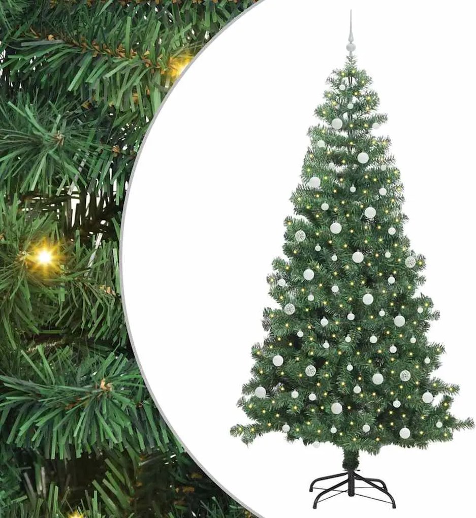 vidaXL Brad de Crăciun cu 300 LED cu suport Verde 240 cm PVC